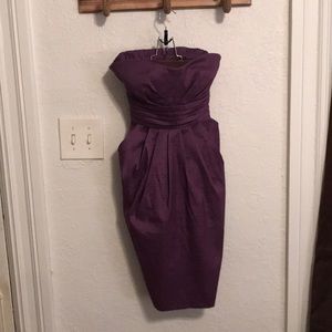 Metallic light purple strapless party dress